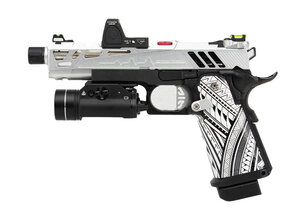 Tokyo Marui AEX Custom DA HAKA Tokyo Marui Hi Capa 5.1 Gas Blowback Pistol, Silver / Black