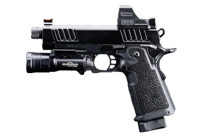 EMG Staccato Licensed P 2011 Gas Blowback Airsoft Pistol Pro Grip Standard Green Gas