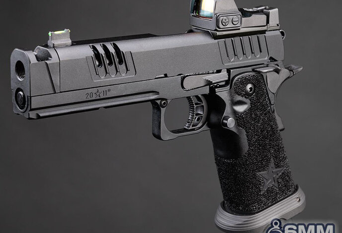 6mmProShop Staccato Licensed XC 2011 Gas Blowback T8 Airsoft Pistol w/ Muzzle Compensator