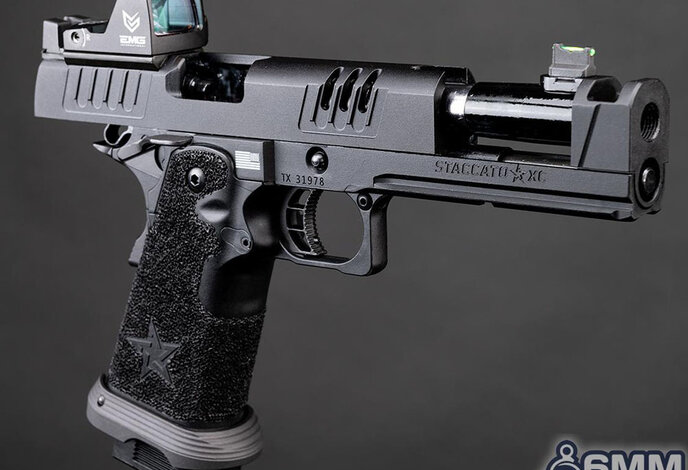 6mmProShop Staccato Licensed XC 2011 Gas Blowback T8 Airsoft Pistol w/ Muzzle Compensator