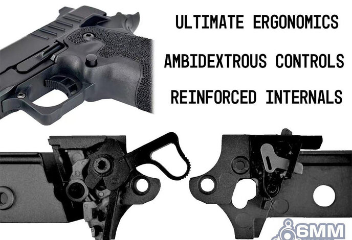 6mmProShop Staccato Licensed XC 2011 Gas Blowback T8 Airsoft Pistol w/ Muzzle Compensator