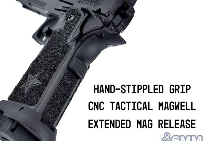 6mmProShop Staccato Licensed XC 2011 Gas Blowback T8 Airsoft Pistol w/ Muzzle Compensator