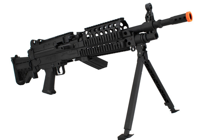 Cybergun FN M249 Mk46 featherweight electric rifle w/2500 rd box mag, 350 fps version