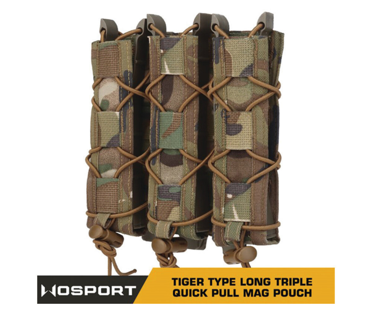 Wosport Tiger Type Long Magazine Pouch, Triple - Airsoft Extreme