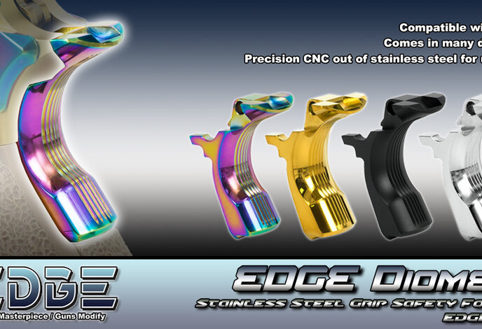 EDGE Custom DIOMEDEA Stainless Steel Grip Safety for Hi-CAPA / 1911