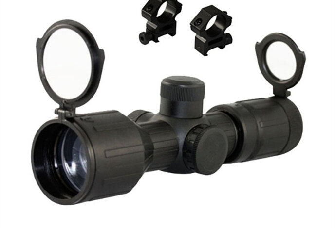 Aimsports 3-9X40 rubber coated scope, dual illumination w/rings
