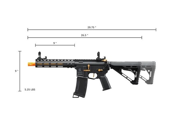 Lancer Tactical Lancer Tactical Gen 3 Archon 9" M-LOK M4 Airsoft Rifle w/ Delta Stock (Black & Gold)