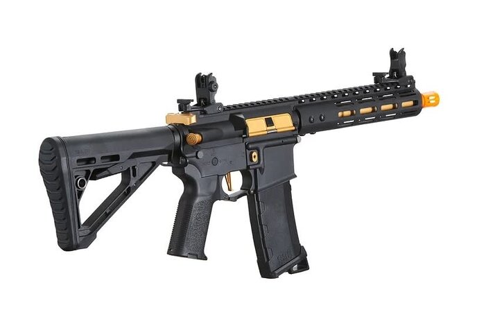 Lancer Tactical Gen 3 Archon 9" M-LOK M4 Airsoft Rifle w/ Delta Stock (Black & Gold)
