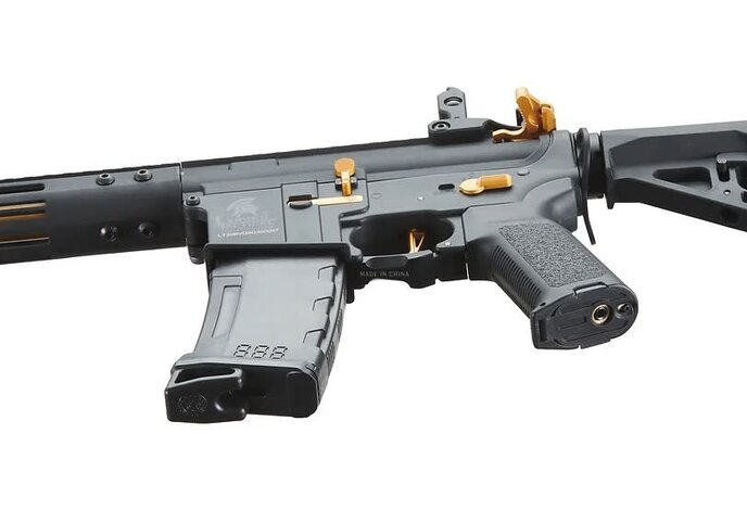 Lancer Tactical Gen 3 Archon 9" M-LOK M4 Airsoft Rifle w/ Delta Stock (Black & Gold)