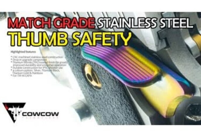 CowCow Match Grade Stainless Thumb Safety Set for Tokyo Marui Hi Capa / 1911 Rainbow