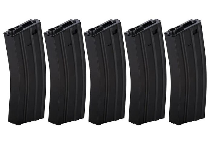 Lancer Tactical 300rd HiCap Magazine for M4 AEG, Black, 5 Pack