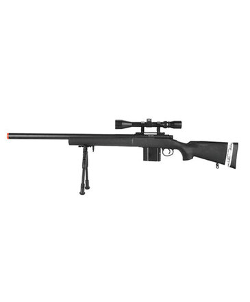 Well Wellfire M24 spring sniper rifle w/scope and bipod, black