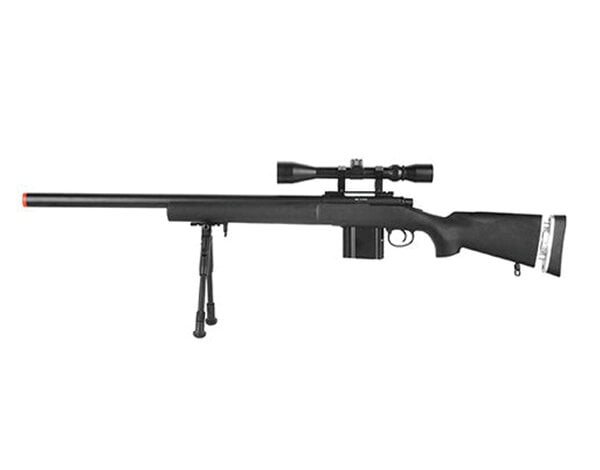 Well Wellfire M24 spring sniper rifle w/scope and bipod, black