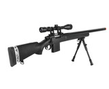 Wellfire M24 spring sniper rifle w/scope and bipod, black