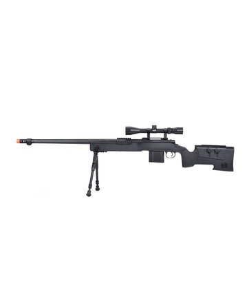 Well Wellfire M40A3 spring sniper rifle w/scope and bipod, black