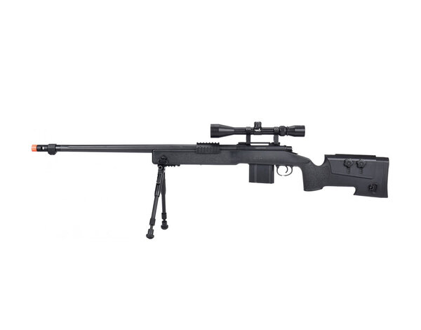 Well Wellfire M40A3 spring sniper rifle w/scope and bipod, black