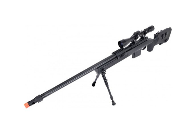 Wellfire M40A3 spring sniper rifle w/scope and bipod, black