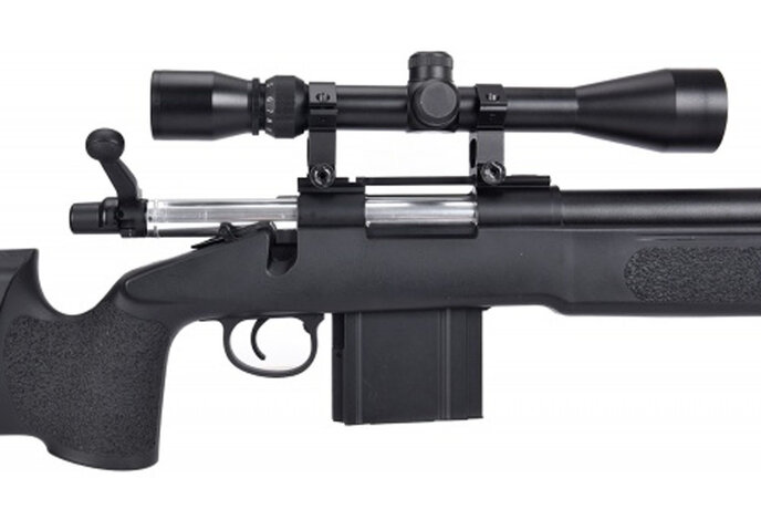 Wellfire M40A3 spring sniper rifle w/scope and bipod, black