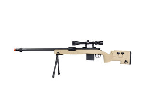 Well Wellfire M40A3 spring sniper rifle w/scope and bipod, tan