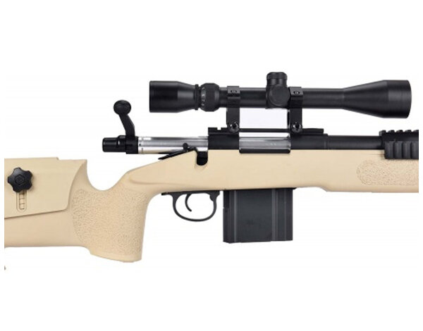 Well Wellfire M40A3 spring sniper rifle w/scope and bipod, tan