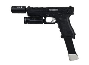 Elite Force AEX Custom OBSIDIAN VIPER – Elite Force GLOCK 18C GBB Pistol w/ Shark Slide, Black / Silver
