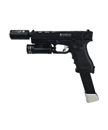 Elite Force AEX Custom OBSIDIAN VIPER – Elite Force GLOCK 18C GBB Pistol w/ Shark Slide, Black / Silver