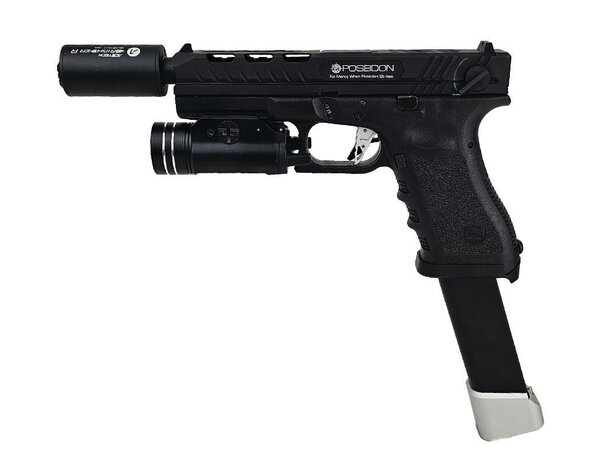 Elite Force AEX Custom OBSIDIAN VIPER – Elite Force GLOCK 18C GBB Pistol w/ Shark Slide, Black / Silver