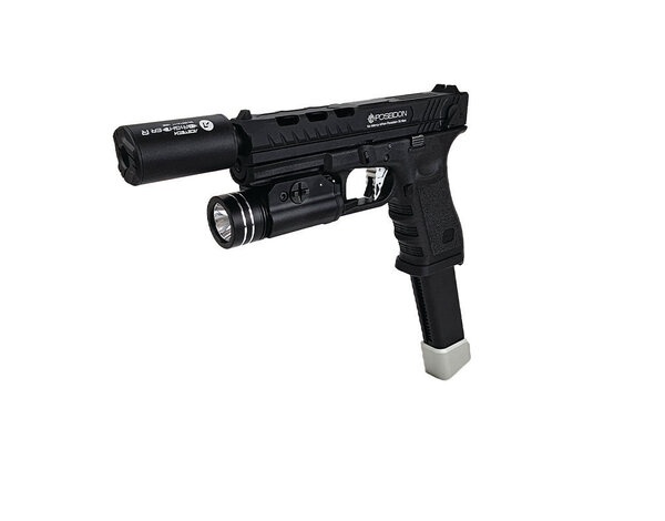 Elite Force AEX Custom OBSIDIAN VIPER – Elite Force GLOCK 18C GBB Pistol w/ Shark Slide, Black / Silver