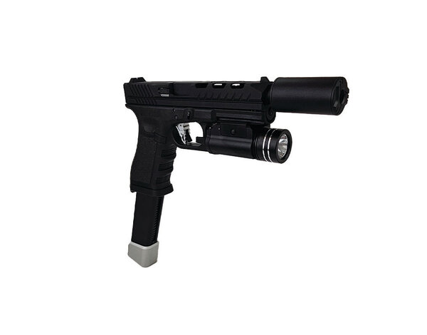 Elite Force AEX Custom OBSIDIAN VIPER – Elite Force GLOCK 18C GBB Pistol w/ Shark Slide, Black / Silver