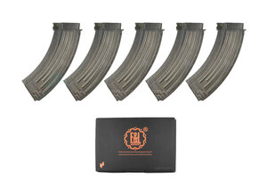 E&L Airsoft E&L AK47 Mid-cap 120 rd Metal Magazine Box Set - 5pcs