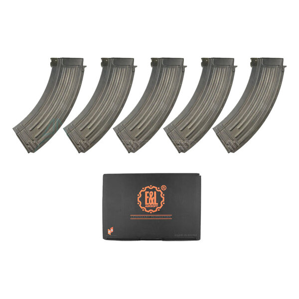 E&L Airsoft E&L AK47 Mid-cap 120 rd Metal Magazine Box Set - 5pcs