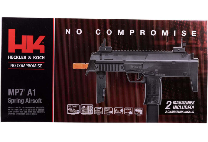 H&K MP7 Spring Airsoft Pistol w/ 2 Magazines, Black