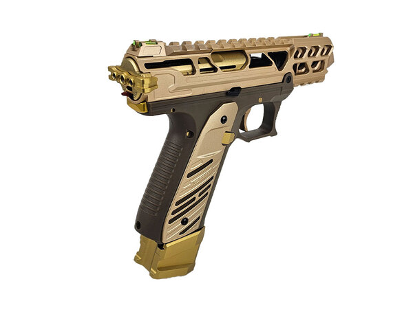 Airsoft Extreme AEX Custom KING TUT Action Army AAP-01 Gas Blowback Custom Gun, Tan / Gold