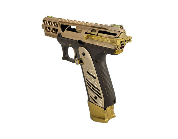 Airsoft Extreme AEX Custom KING TUT Action Army AAP-01 Gas Blowback Custom Gun, Tan / Gold