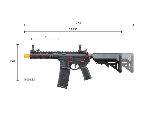 Lancer Tactical Lancer Tactical Gen 2 Hellion M-LOK 7" Airsoft M4 AEG Core Series Black & Red (no batt & charger)