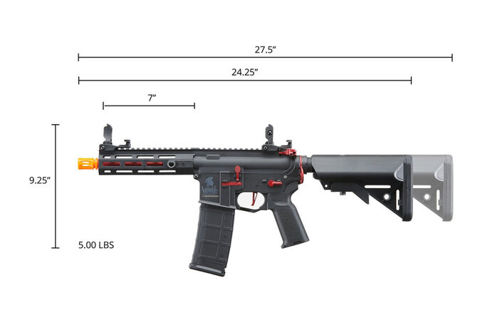 Lancer Tactical Gen 2 Hellion M-LOK 7" Airsoft M4 AEG Core Series Black & Red (no batt & charger)