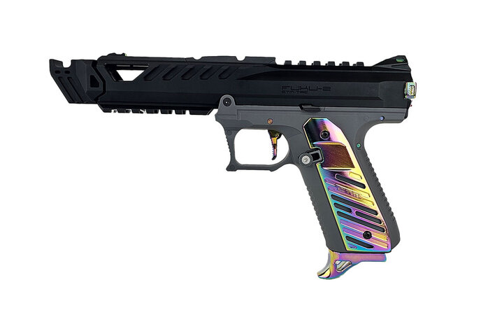 AEX Custom ABALONE SHELL - Action Army AAP-01 Gas Blowback Gun, Black / Gray / Rainbow