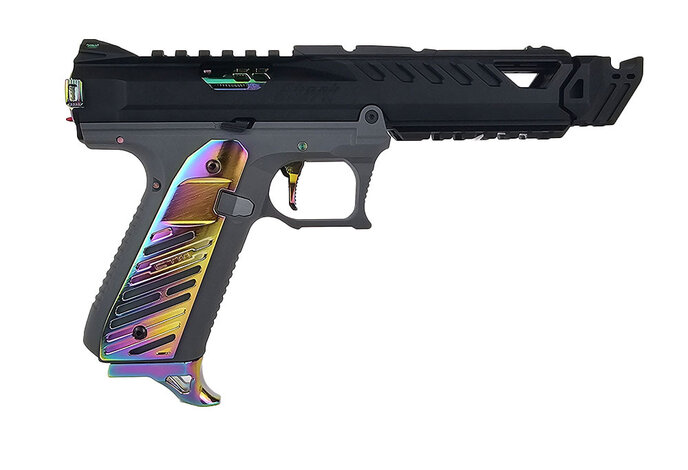 AEX Custom ABALONE SHELL - Action Army AAP-01 Gas Blowback Gun, Black / Gray / Rainbow