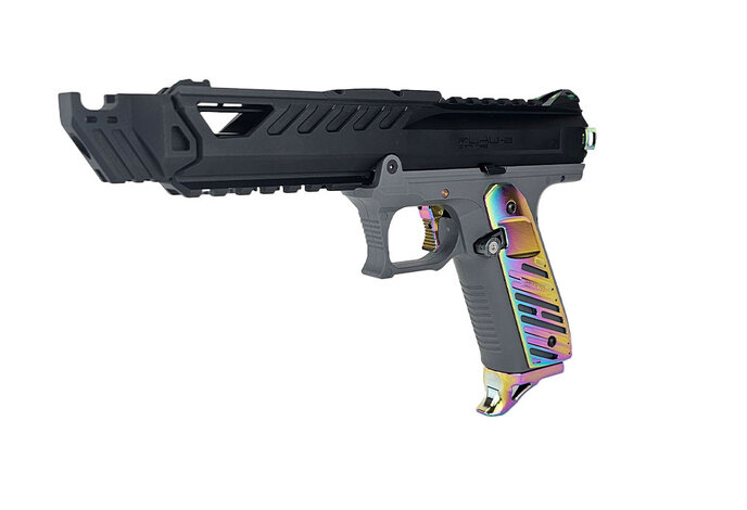 AEX Custom ABALONE SHELL - Action Army AAP-01 Gas Blowback Gun, Black / Gray / Rainbow