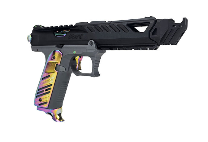 AEX Custom ABALONE SHELL - Action Army AAP-01 Gas Blowback Gun, Black / Gray / Rainbow