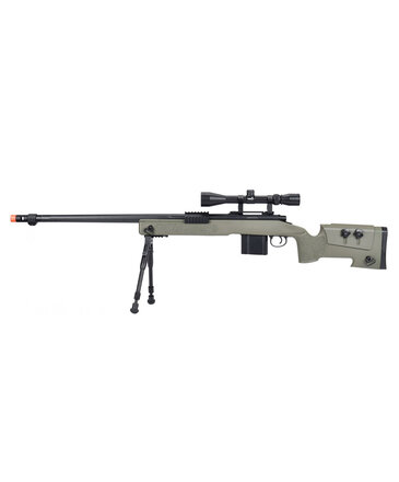 Well Wellfire M40A3 spring sniper rifle w/scope and bipod, OD green