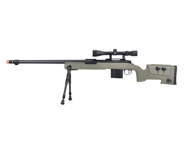 Well Wellfire M40A3 spring sniper rifle w/scope and bipod, OD green