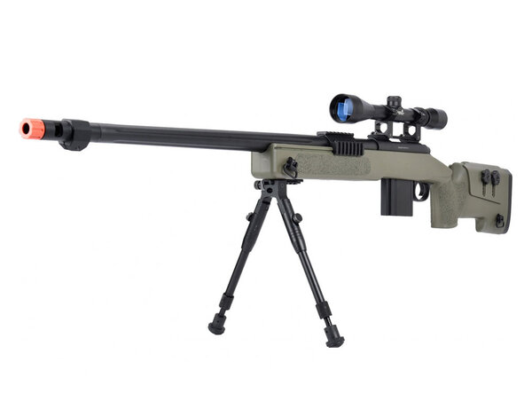 Well Wellfire M40A3 spring sniper rifle w/scope and bipod, OD green