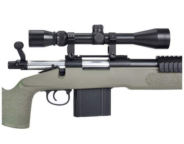 Well Wellfire M40A3 spring sniper rifle w/scope and bipod, OD green