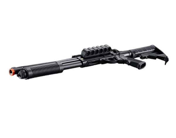 Golden Eagle Golden Eagle Gas Airsoft Shotgun w/ Optic Rail & M4 Crane Stock - Black