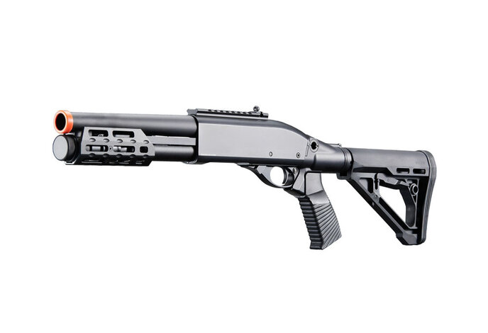 Golden Eagle gas shotgun shorty MLOK w/optic rail and M4 stock, 3/6 shot, black