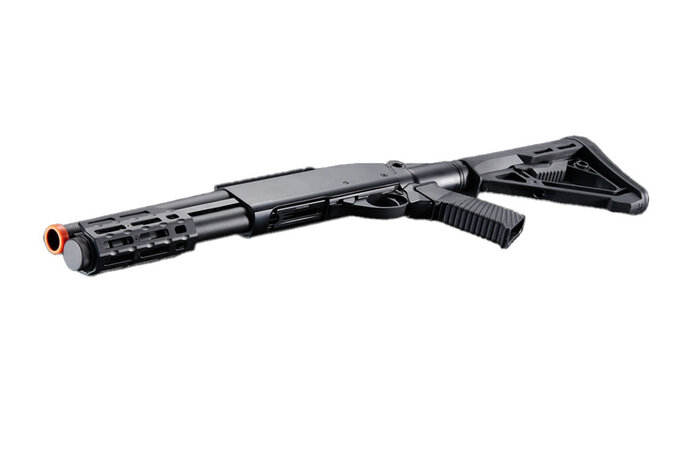 Golden Eagle gas shotgun shorty MLOK w/optic rail and M4 stock, 3/6 shot, black
