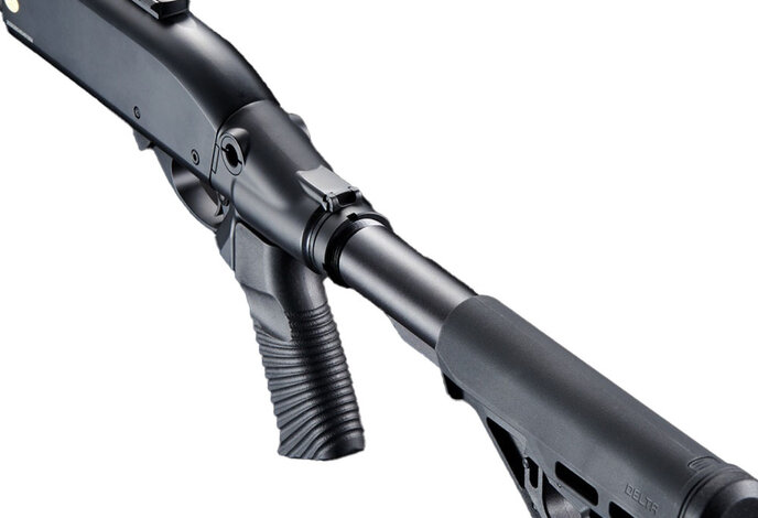 Golden Eagle gas shotgun shorty MLOK w/optic rail and M4 stock, 3/6 shot, black