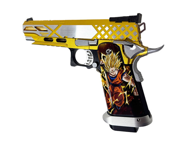 Airsoft Extreme AEX Custom GigaSaiyan - Tokyo Marui 5.1 Hi Capa Gas Blowback Pistol, Gold / Silver