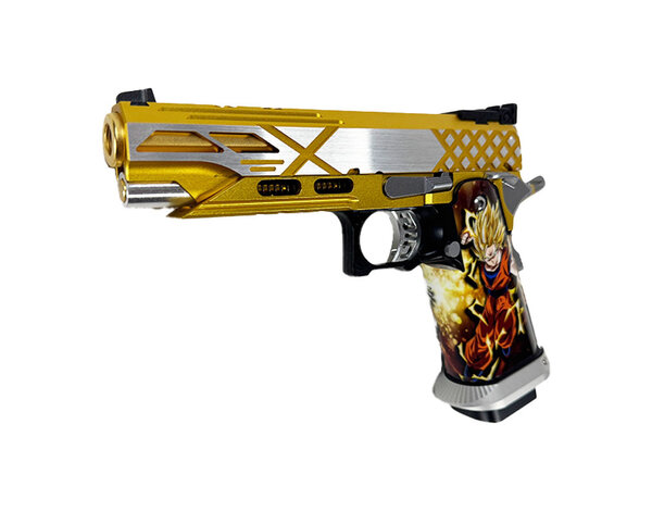 Airsoft Extreme AEX Custom GigaSaiyan - Tokyo Marui 5.1 Hi Capa Gas Blowback Pistol, Gold / Silver